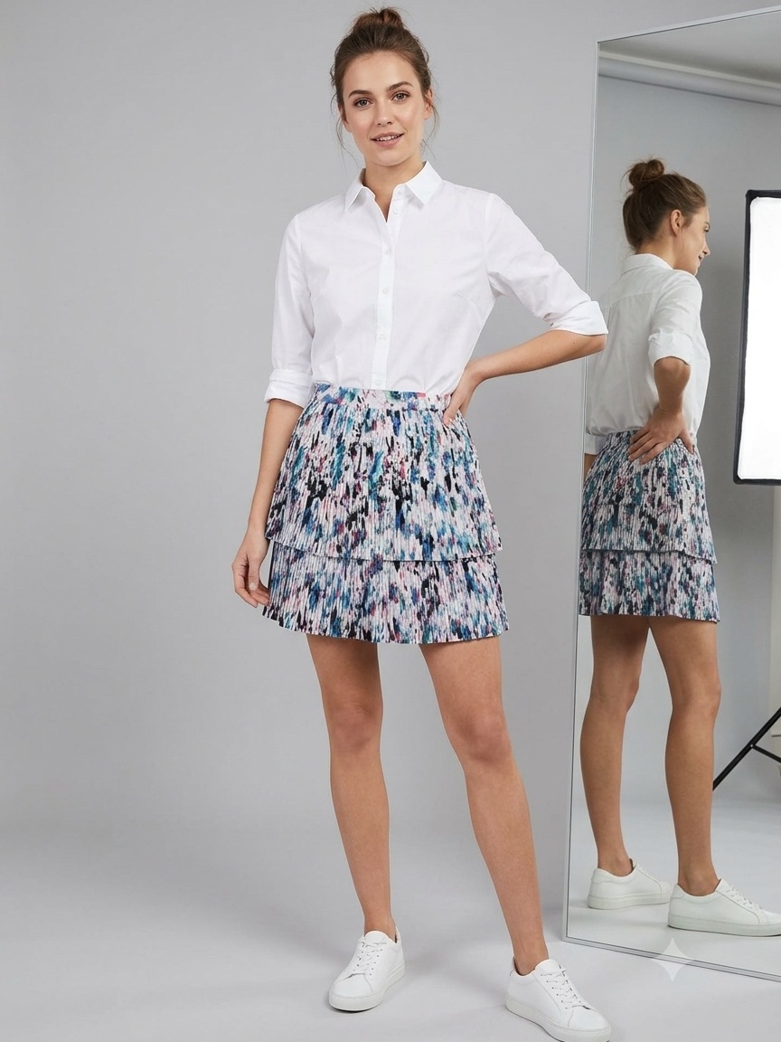J. Crew Lavender Waistband Multicolor Pleated Midi Skirt